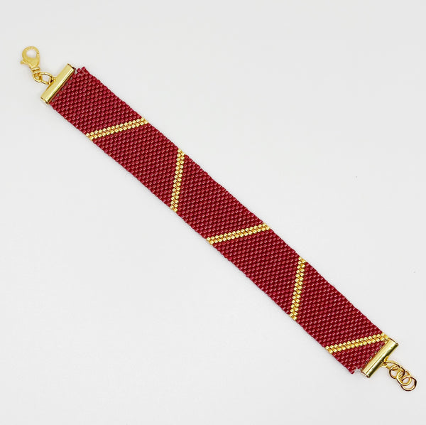 Piper Beaded Bracelet - Red & Gold