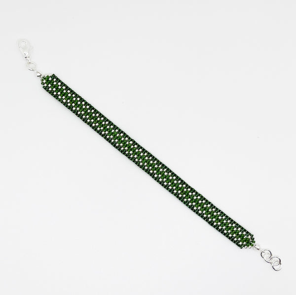 Cora Beaded Bracelet - Green & Silver