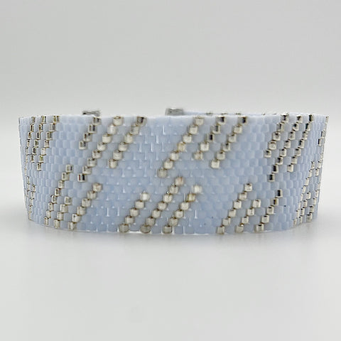 Audrey Beaded Cuff - Light Blue and Silver