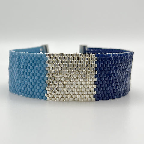 Color Block Beaded Bracelet - Blue & Silver