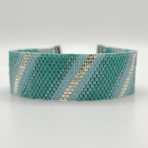 Alexandra Beaded Bracelet - Green Ombré & Silver