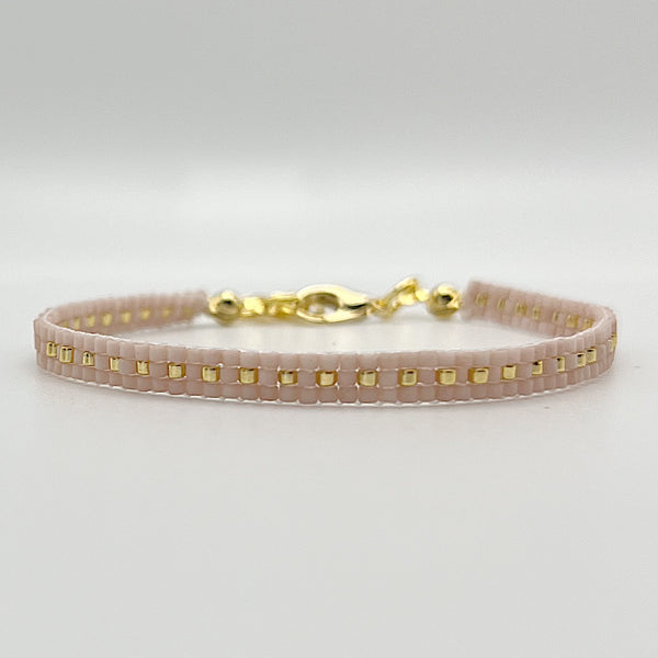 Aspen Beaded Bracelet - Light Pink and Gold