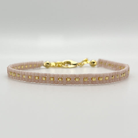 Aspen Beaded Bracelet - Light Pink and Gold