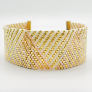 Mackenzie Beaded Cuff - Pink, Gold and White