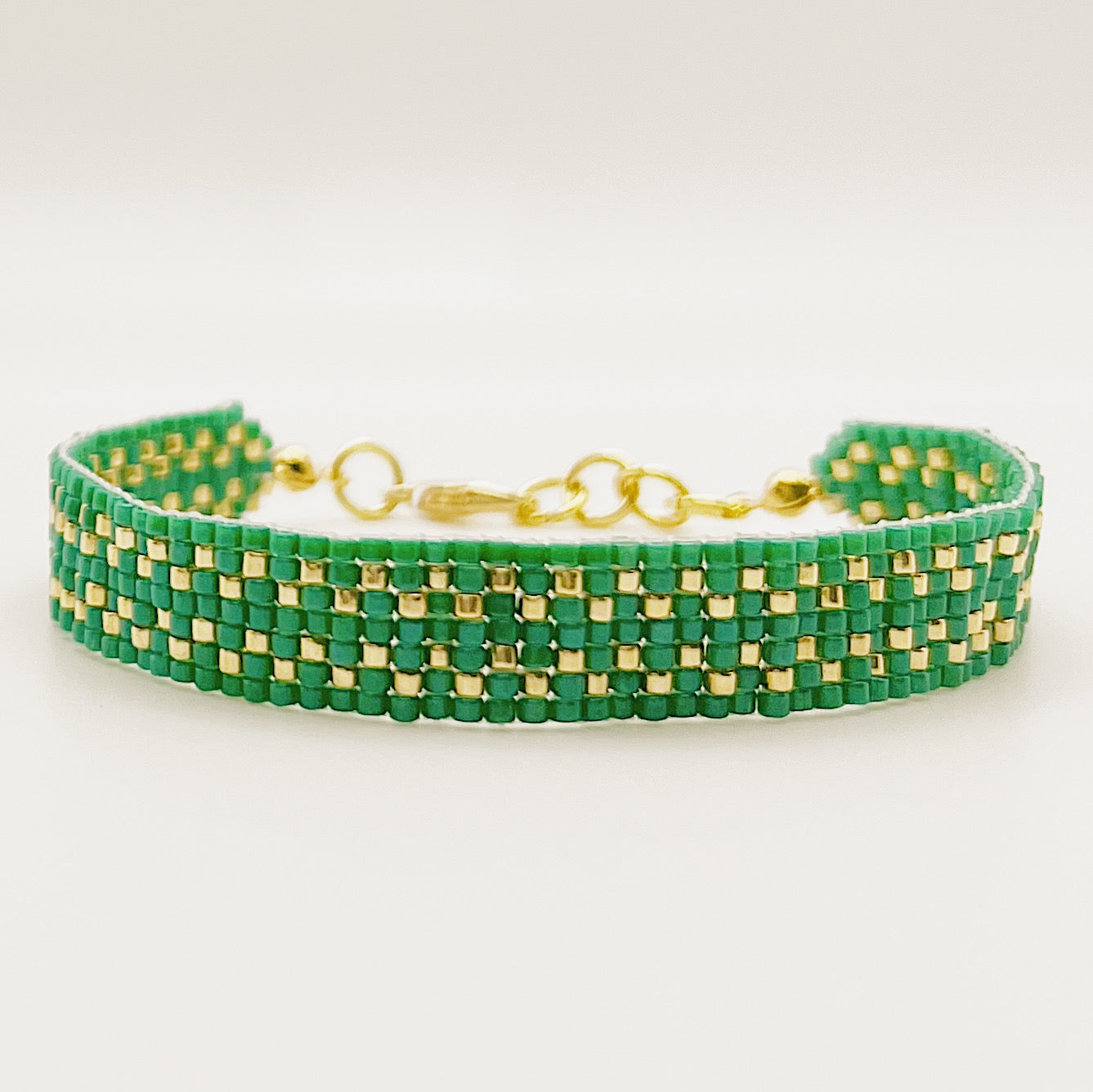Cora Beaded Bracelet - Emerald & Gold