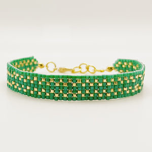 Cora Beaded Bracelet - Emerald & Gold
