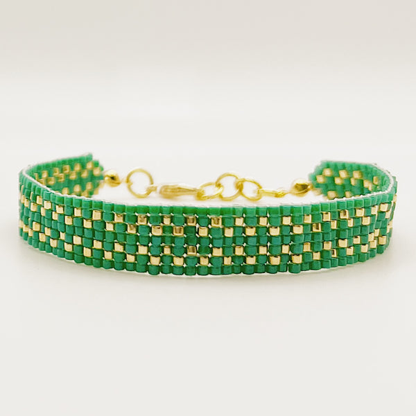 Cora Beaded Bracelet - Emerald & Gold