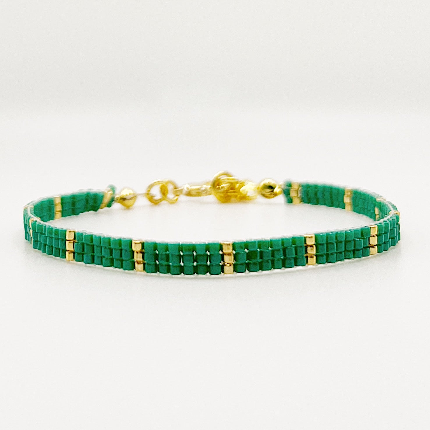Eva Beaded Bracelet - Emerald and Gold