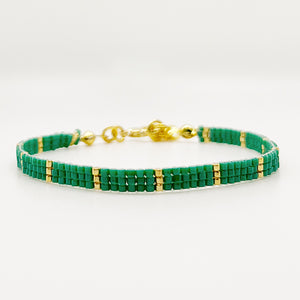 Eva Beaded Bracelet - Emerald and Gold