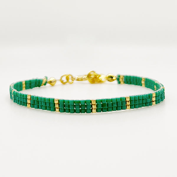 Eva Beaded Bracelet - Emerald and Gold