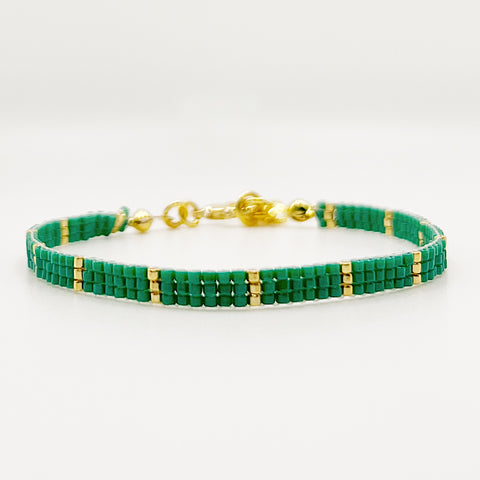 Eva Beaded Bracelet - Emerald and Gold
