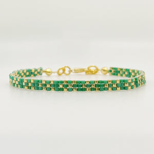 Stella Beaded Bracelet - Emerald and Gold