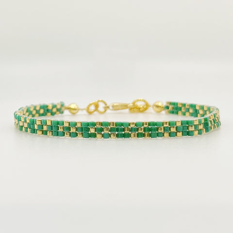 Stella Beaded Bracelet - Emerald and Gold