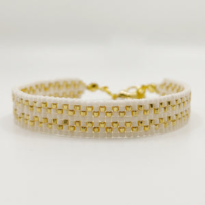 Cora Beaded Bracelet - Ivory & Gold