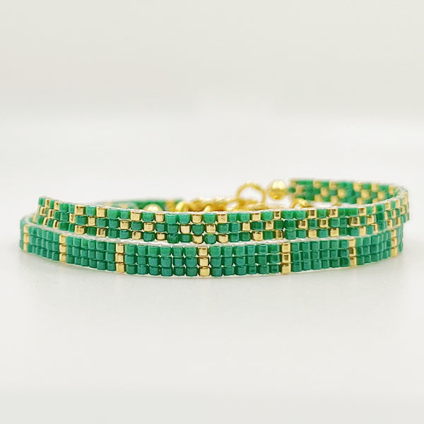 Stella Beaded Bracelet - Emerald and Gold