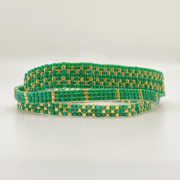 Stella Beaded Bracelet - Emerald and Gold