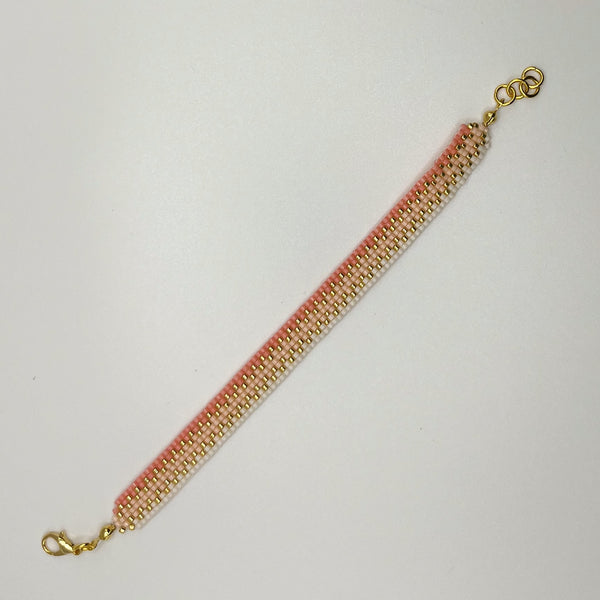 Cora Beaded Bracelet - Light Coral & Gold