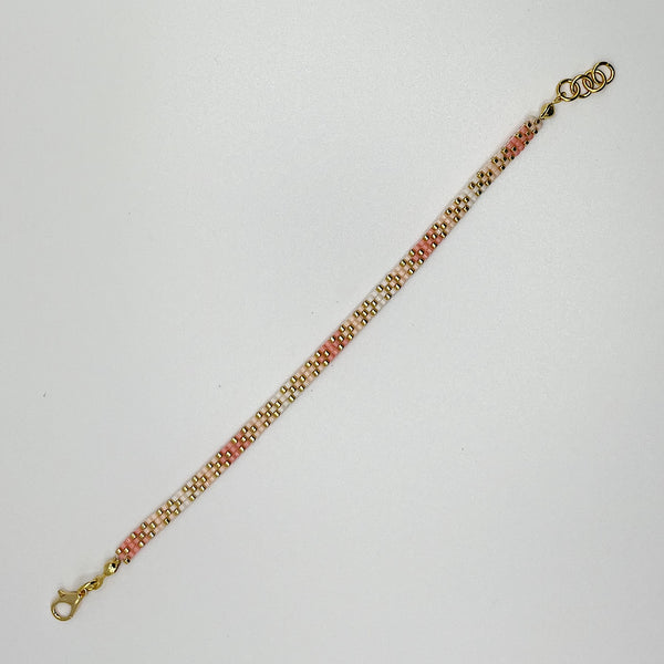 Stella Beaded Bracelet - Light Coral & Ivory with Gold