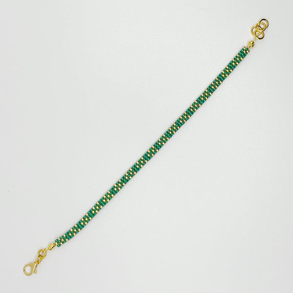 Stella Beaded Bracelet - Emerald and Gold