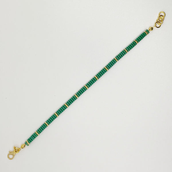 Eva Beaded Bracelet - Emerald and Gold