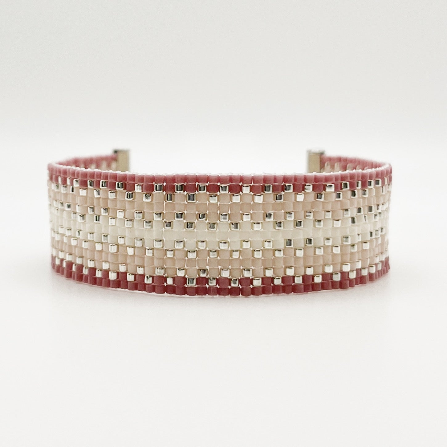 Double Cora Beaded Bracelet - Mauve Ombre & Silver