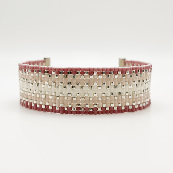 Double Cora Beaded Bracelet - Mauve Ombre & Silver