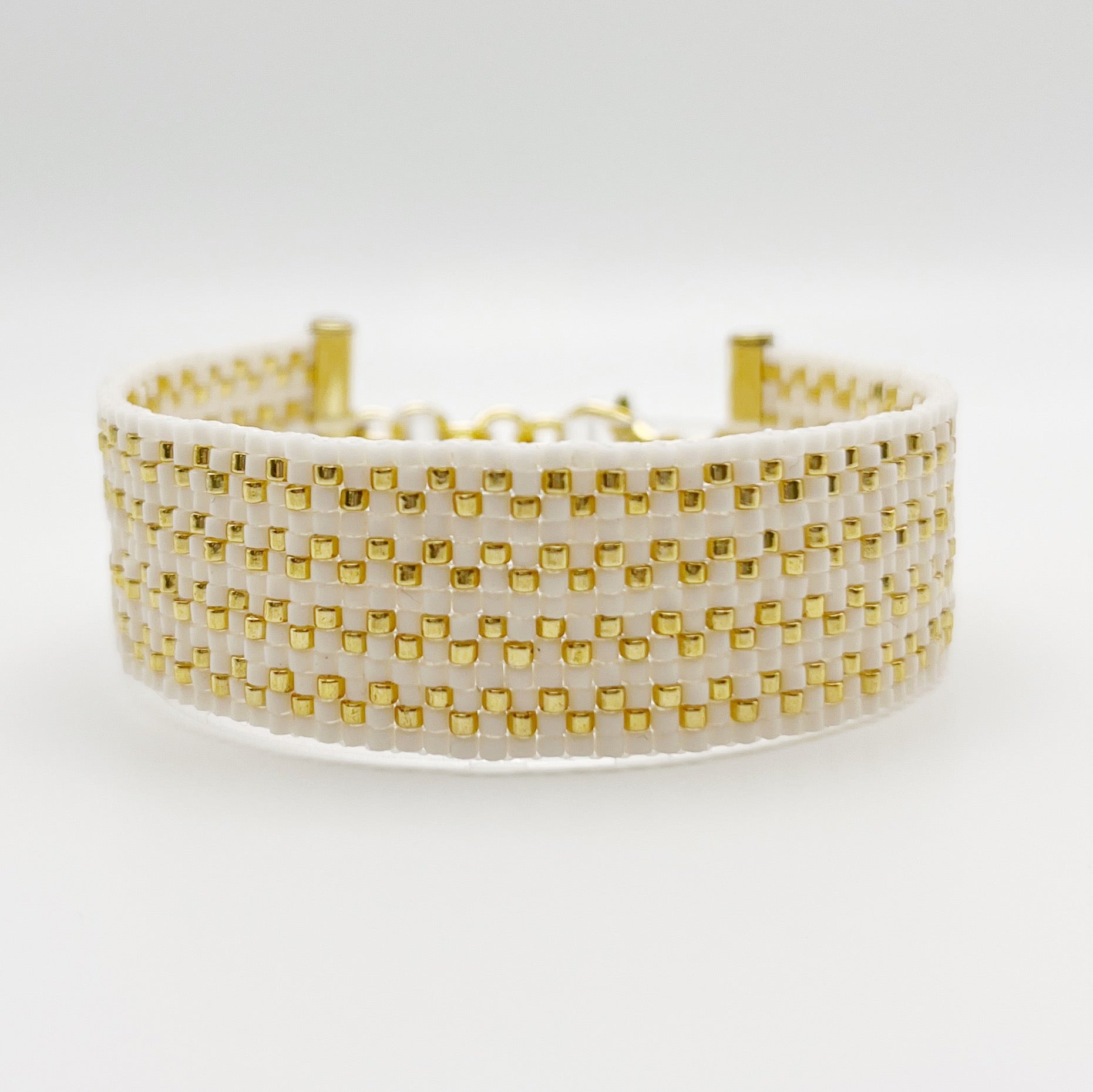 Double Cora Beaded Bracelet - Ivory & Gold