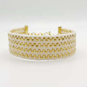 Double Cora Beaded Bracelet - Ivory & Gold