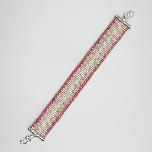 Double Cora Beaded Bracelet - Mauve Ombre & Silver