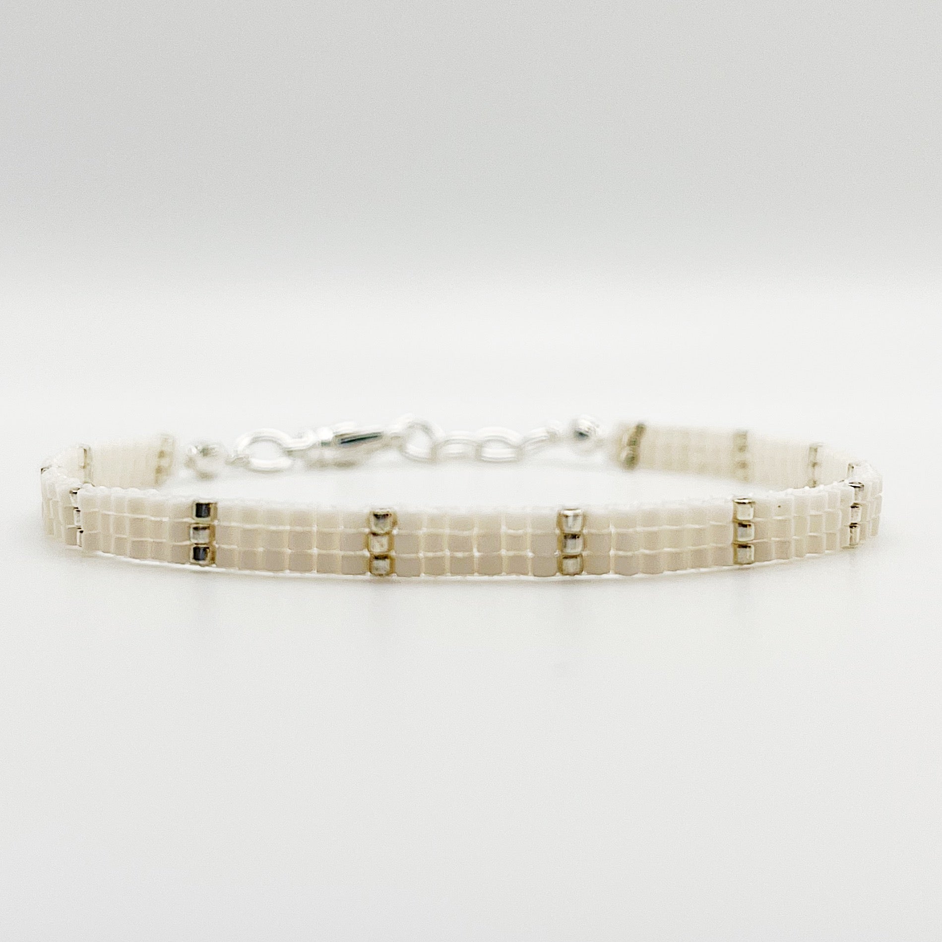 Eva Beaded Bracelet - Ivory & Silver