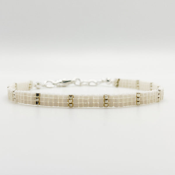 Eva Beaded Bracelet - Ivory & Silver