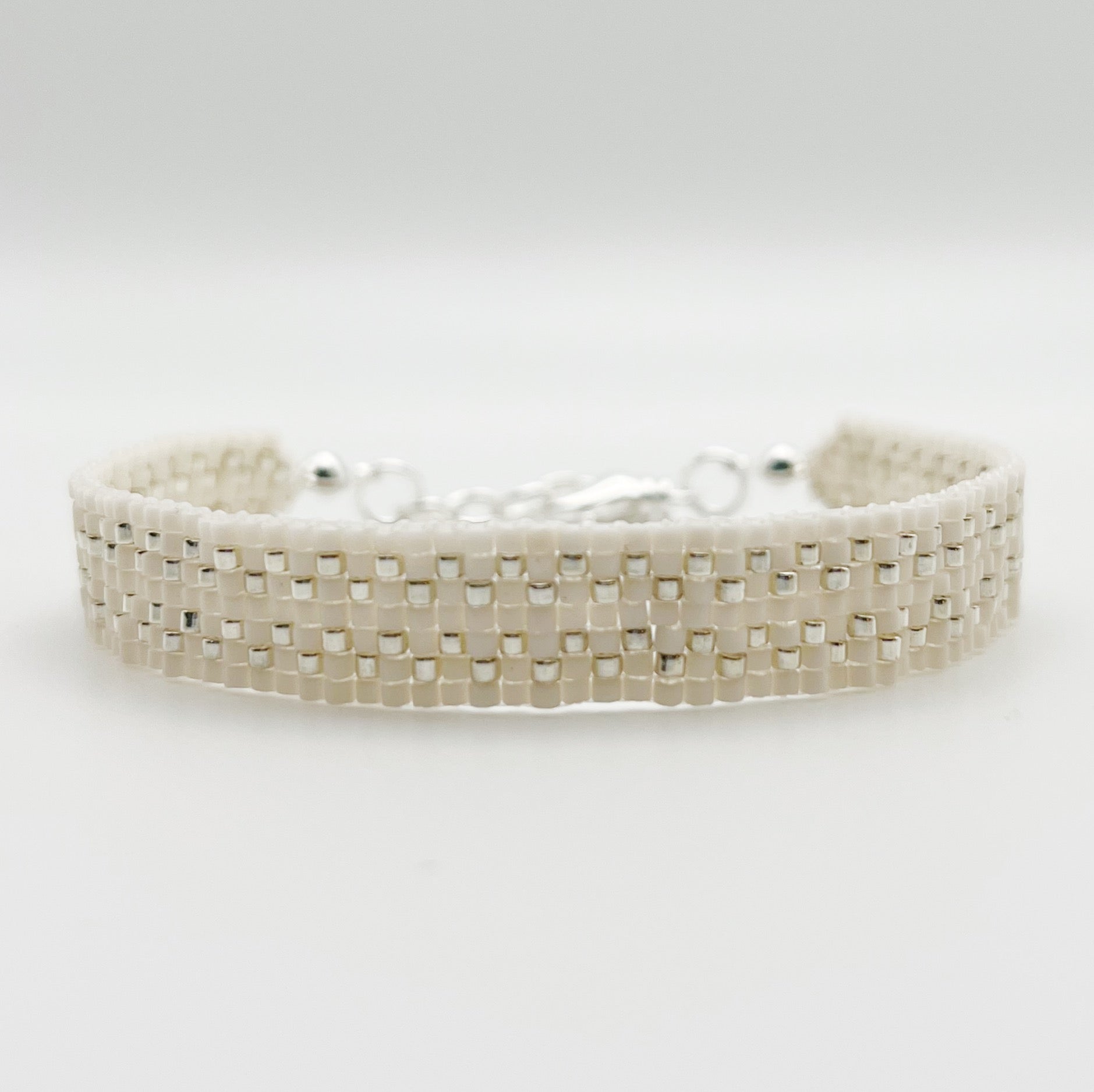 Cora Beaded Bracelet - Ivory & Silver