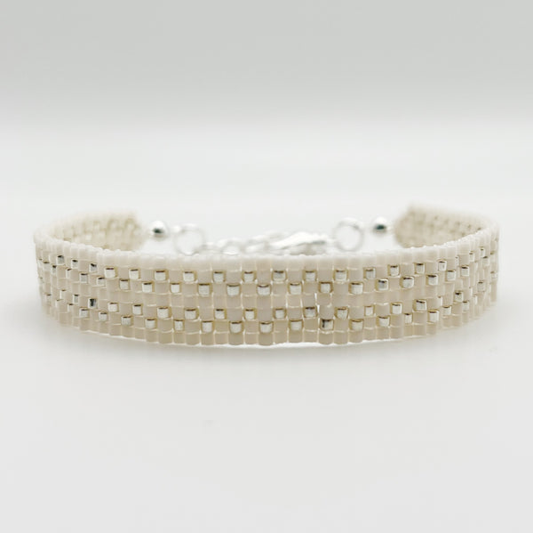 Cora Beaded Bracelet - Ivory & Silver