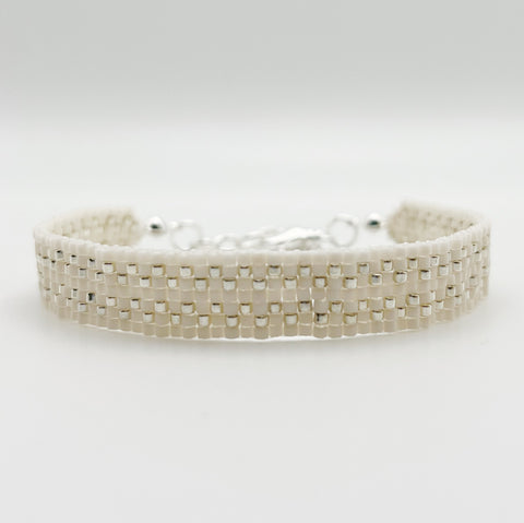 Cora Beaded Bracelet - Ivory & Silver