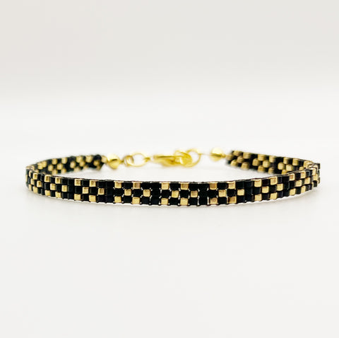 Stella Beaded Bracelet - Black & Gold
