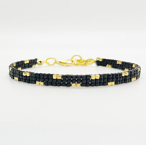 Lexi Beaded Bracelet - Black & Gold