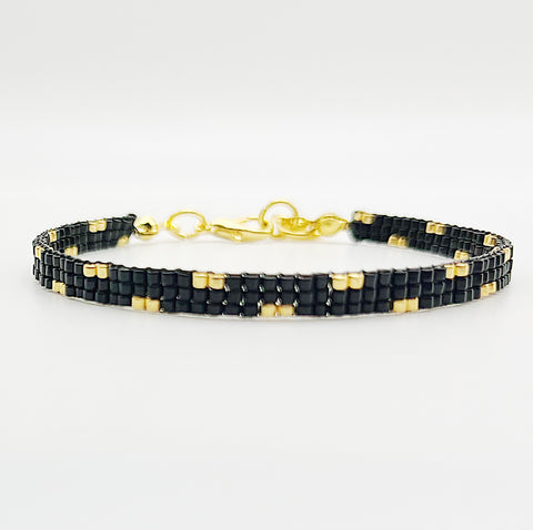 Lexi Beaded Bracelet - Black & Gold