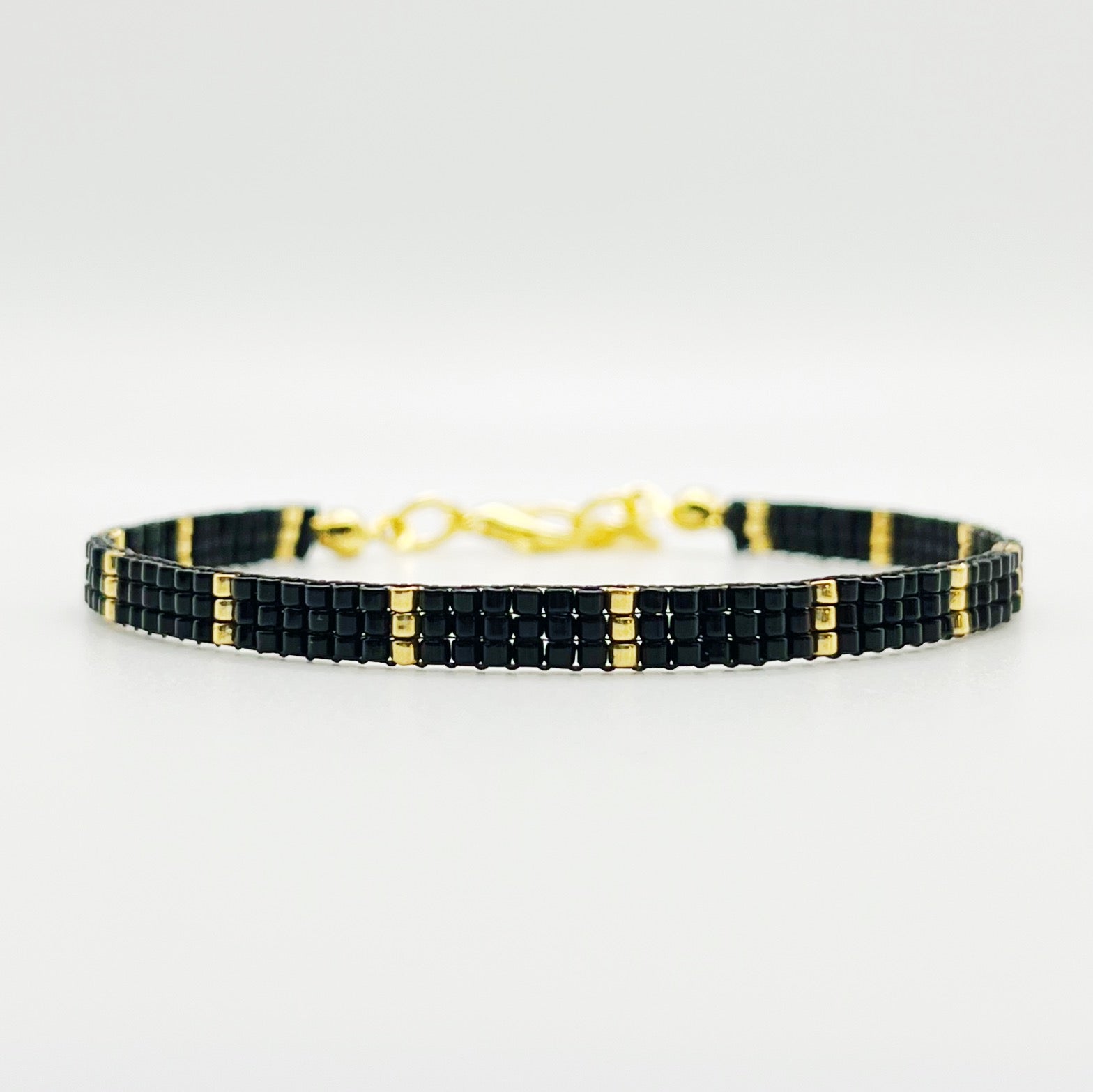 Eva Beaded Bracelet - Black & Gold