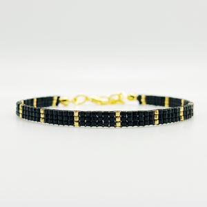Eva Beaded Bracelet - Black & Gold