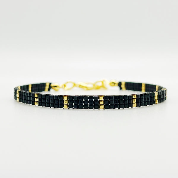Eva Beaded Bracelet - Black & Gold