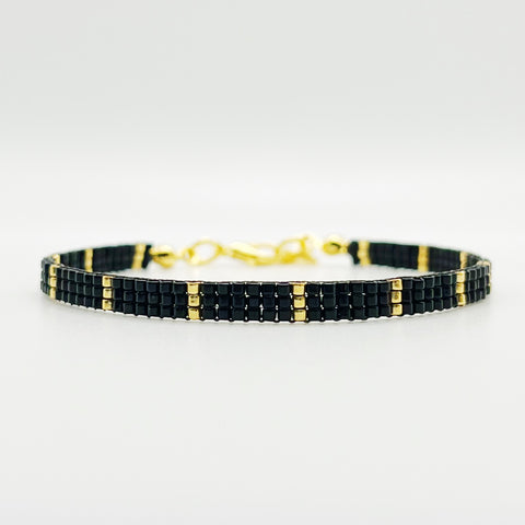 Eva Beaded Bracelet - Black & Gold