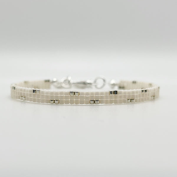 Lexi Beaded Bracelet - Ivory & Silver