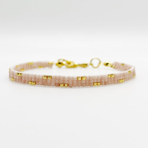 Lexi Beaded Bracelet - Light Pink & Gold