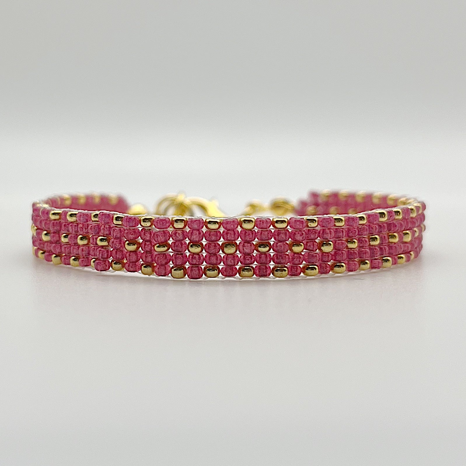 Sydney Beaded Bracelet - Dark Pink and Gold