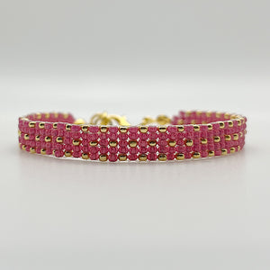 Sydney Beaded Bracelet - Dark Pink and Gold
