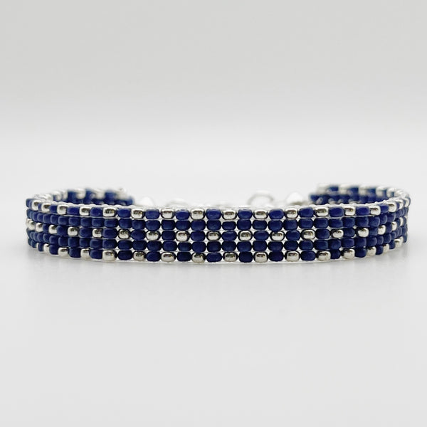 Sydney Beaded Bracelet - Dark Blue and Silver