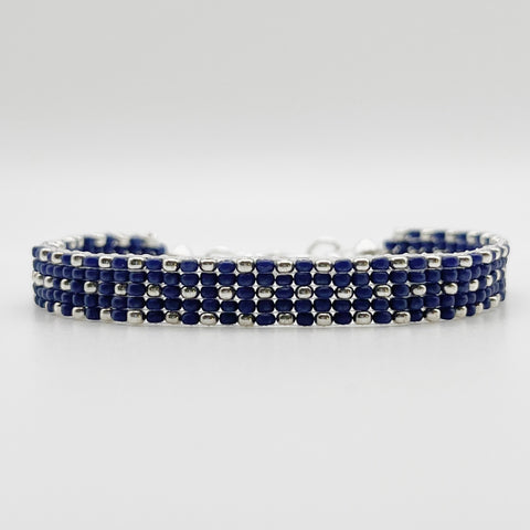 Sydney Beaded Bracelet - Dark Blue and Silver