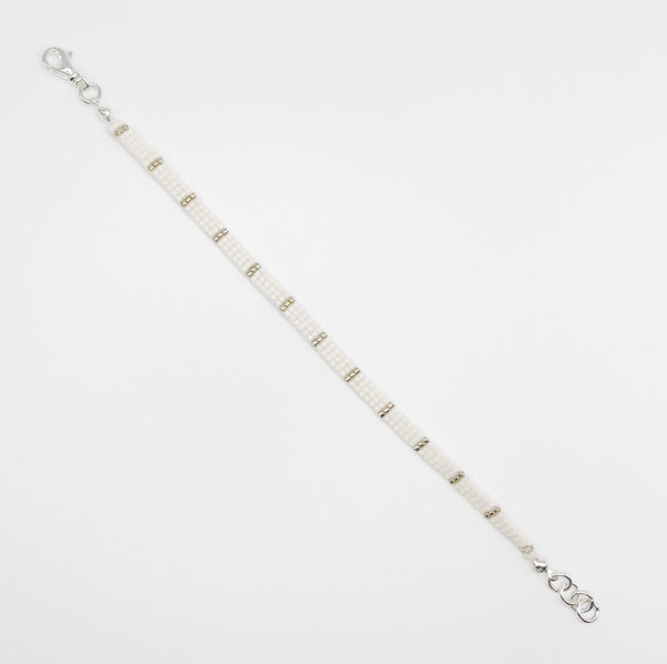 Eva Beaded Bracelet - Ivory & Silver