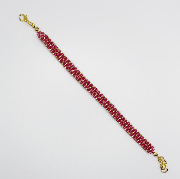 Sydney Beaded Bracelet - Dark Pink and Gold