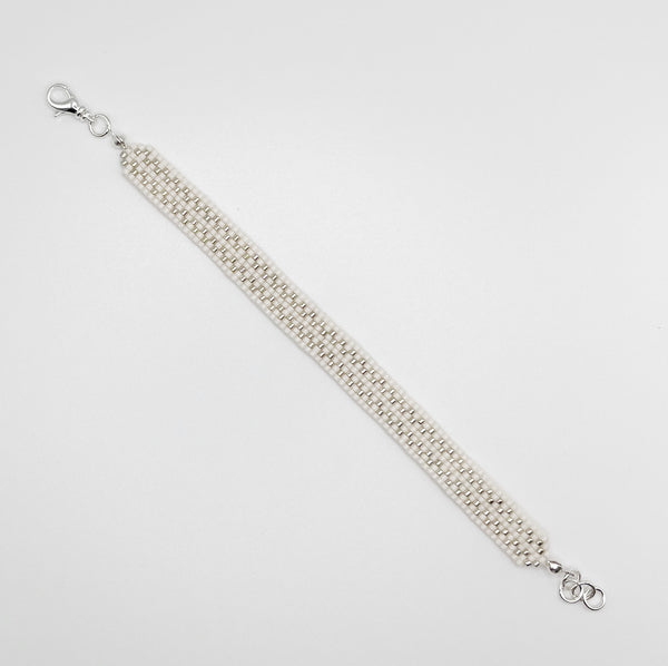 Cora Beaded Bracelet - Ivory & Silver